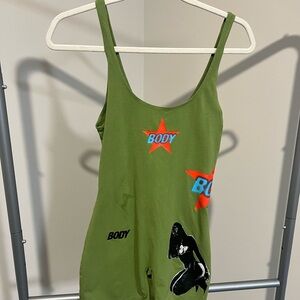 Green One Piece with Graphic Design